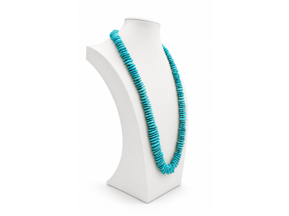Thumbnail: turquoise strand necklace, blue gemstone jewelry, long turquoise bead strand, round clasp necklace, turquoise necklace for la