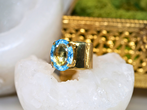 Blue Topaz Gold Ring | Zsa-Zsa's Bozeman