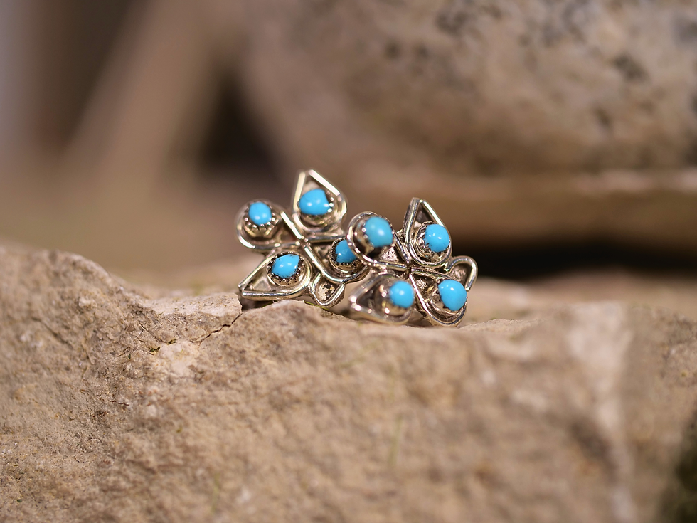 turquoise earrings, floral turquoise earrings, turquoise and silver, turquoise cluster earrings, delicate turquoise earrings,