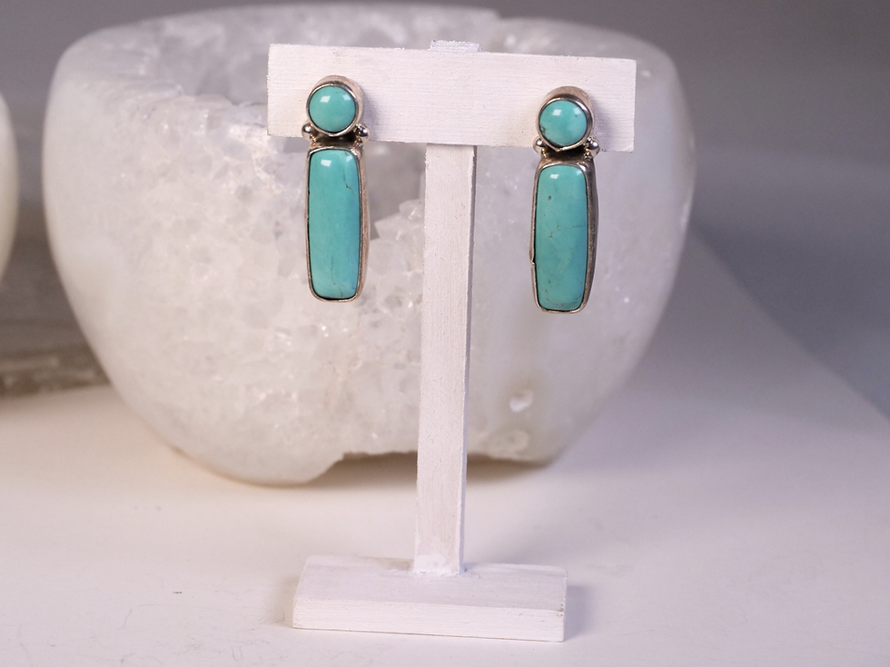 turquoise cabochon earrings, blue green turquoise, seafoam turquoise, natural turquoise, turquoise stone, oval