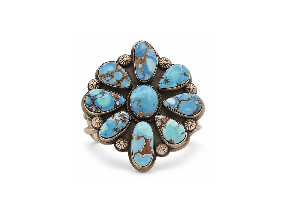 oval turquoise silver cuff, teardrop turquoise cuff bracelet, turquoise cabochon cluster cuff, turquoise bracelet with