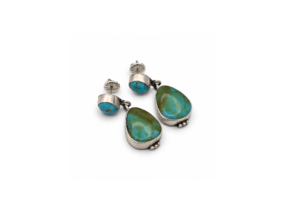 Thumbnail: Teardrop dangle earrings Two stone earrings Blue and green earrings Earth tone earrings Blue and brown earrings Green and bro