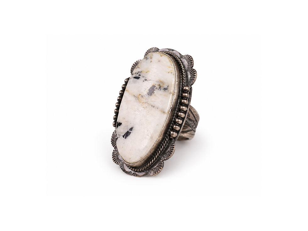 white buffalo ring oval sterling silver handmade jewelry natural stone ring artisan crafted gemstone