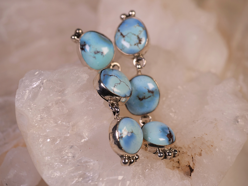 Thumbnail: statement turquoise earrings, sky blue turquoise, brown matrix turquoise, kazakhstan turquoise,