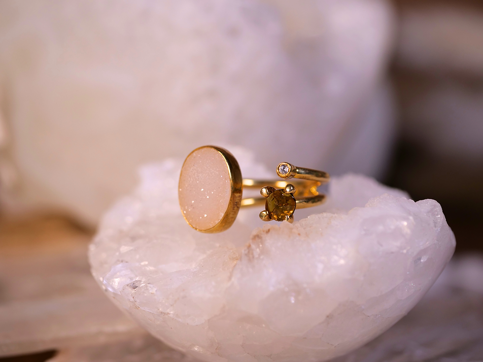 Thumbnail: jewelry white druzy jewelry citrine jewelry zirconia accent ring clear druzy ring shimmering druzy ring elegant gemstone rin
