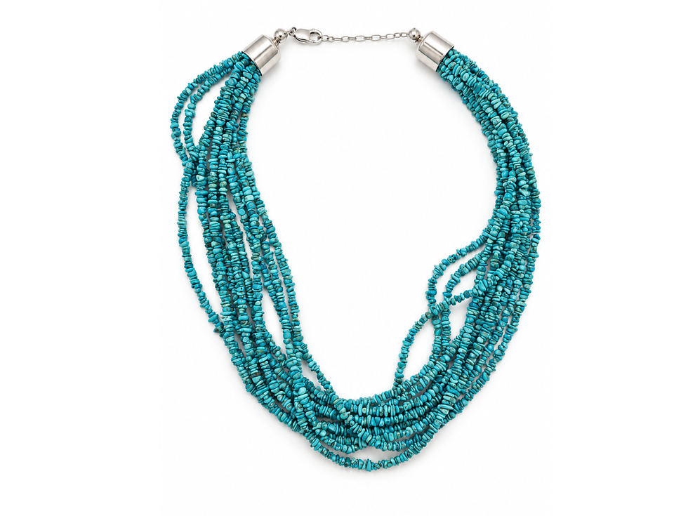 Thumbnail: multistrand turquoise necklace, turquoise chip necklace, turquoise bead necklace, layered turquoise necklace, blue statement