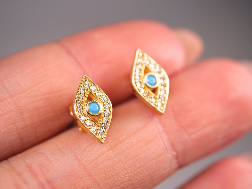 Thumbnail: Turquoise and Zirconia Earrings