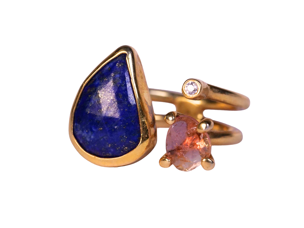 Thumbnail: simple gold ring with stones, delicate accent stone ring, modern gold ring, bohemian jewelry, celestial blue ring