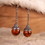 Thumbnail: baltic amber earrings, amber drop earrings, cognac amber, round amber beads, sterling silver earrings,
