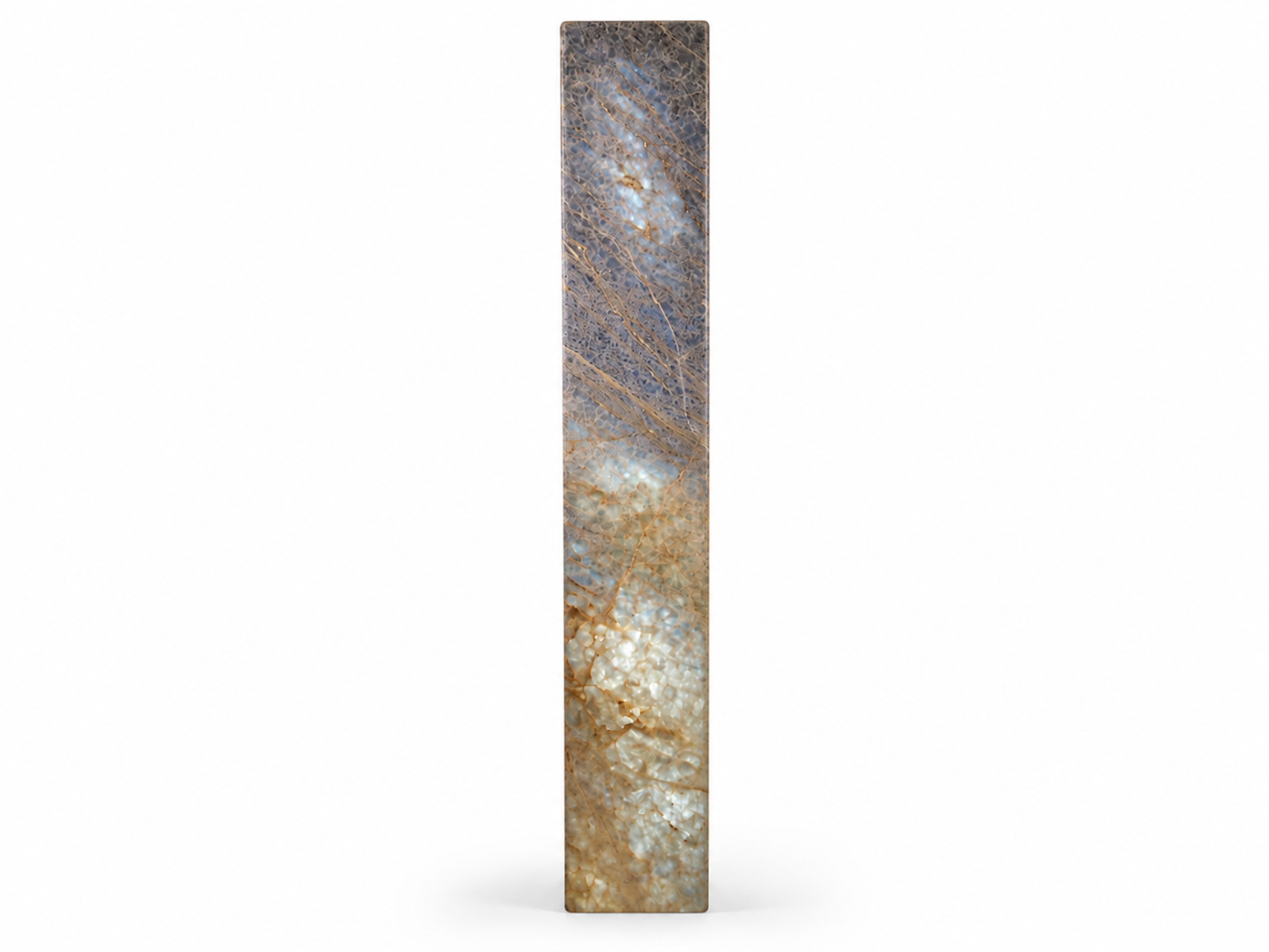 blue calcite lamp, calcite lighting, rectangular lamp, gemstone lamp, crystal lamp, natural stone lighting, polished stone de