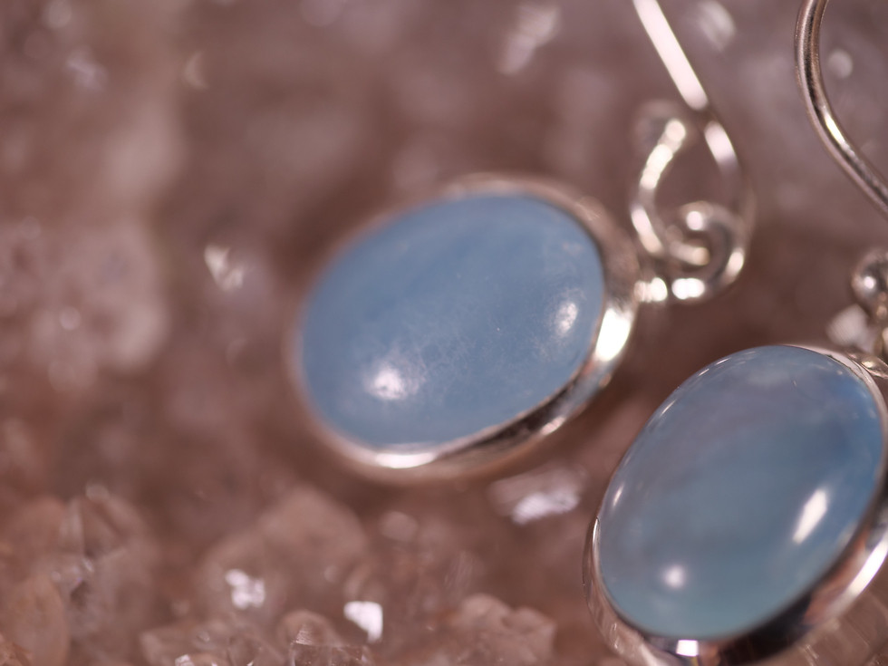 Thumbnail: healing stone jewelry, aquamarine crystal earrings, soft blue aquamarine, handmade