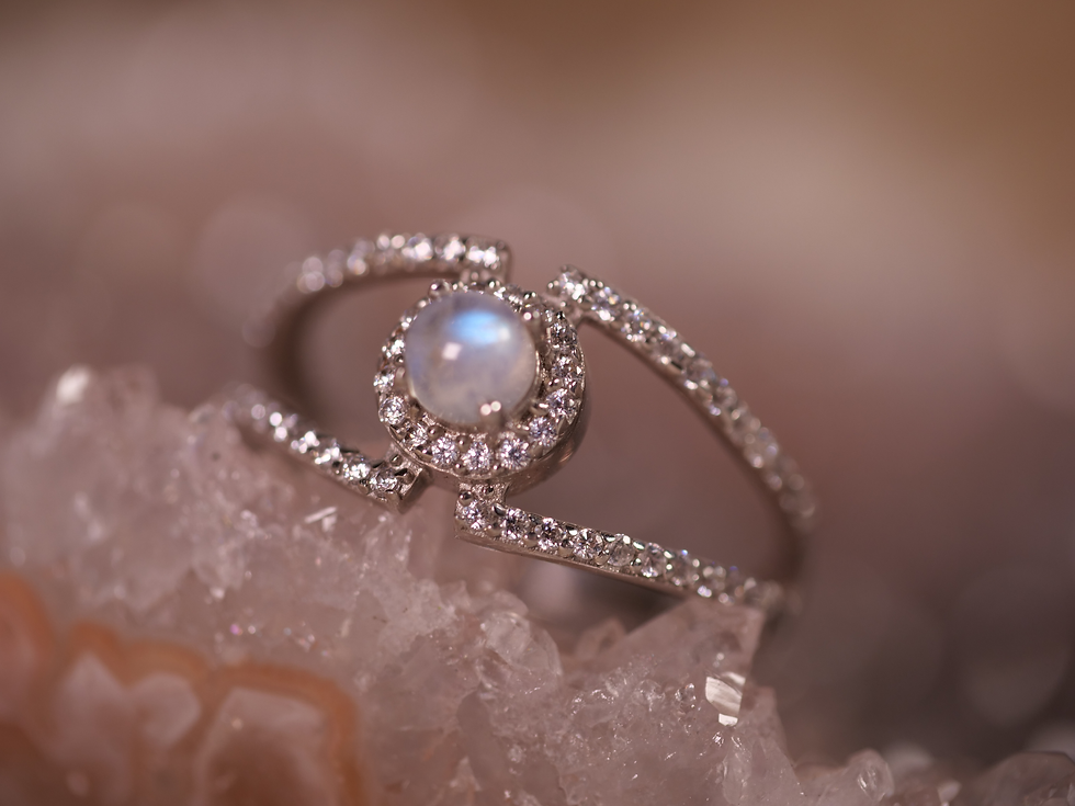 Thumbnail: moonstone crystal jewelry, moonstone timeless design, Bozeman moonstone jewelry, moonstone statement piece