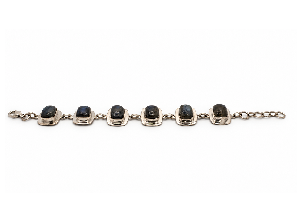 Thumbnail: dark labradorite bracelet, iridescent stone bracelet, labradorite statement bracelet, chunky labradorite link bracelet,