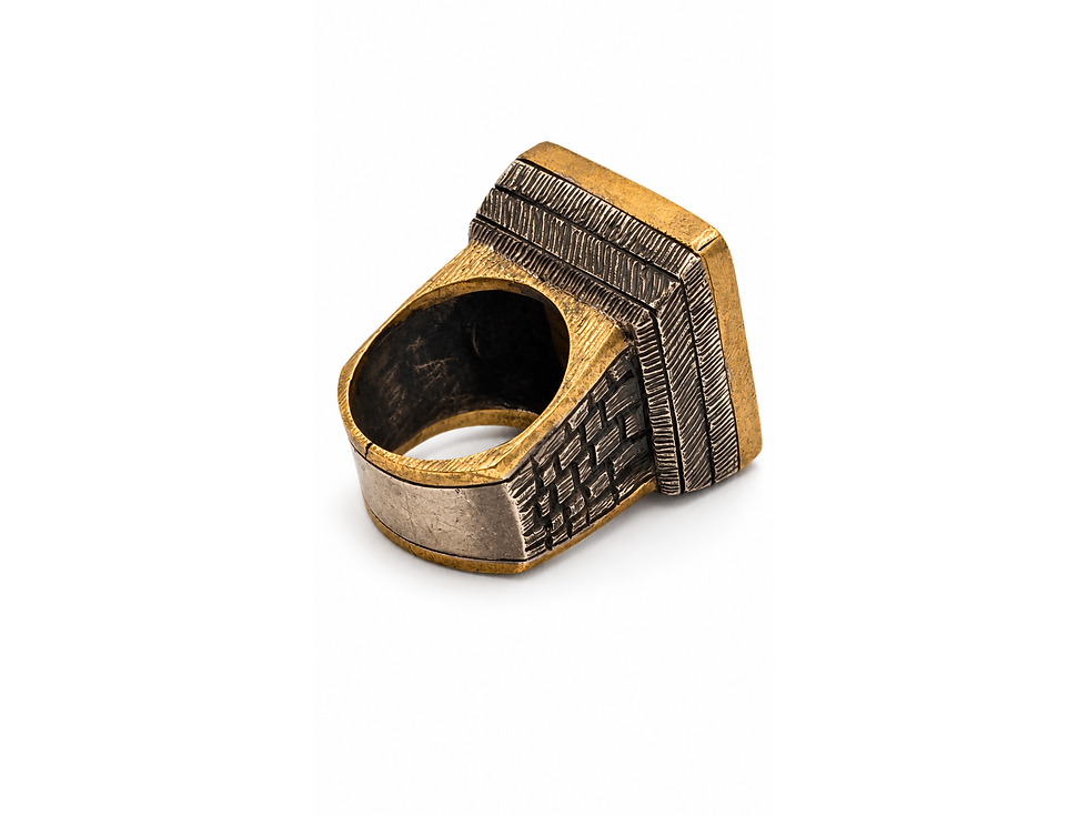 Thumbnail: gold tone bezel ring, designer gemstone jewelry, labradorite jewelry gift, evening statement ring, rectangular stone jewelry,