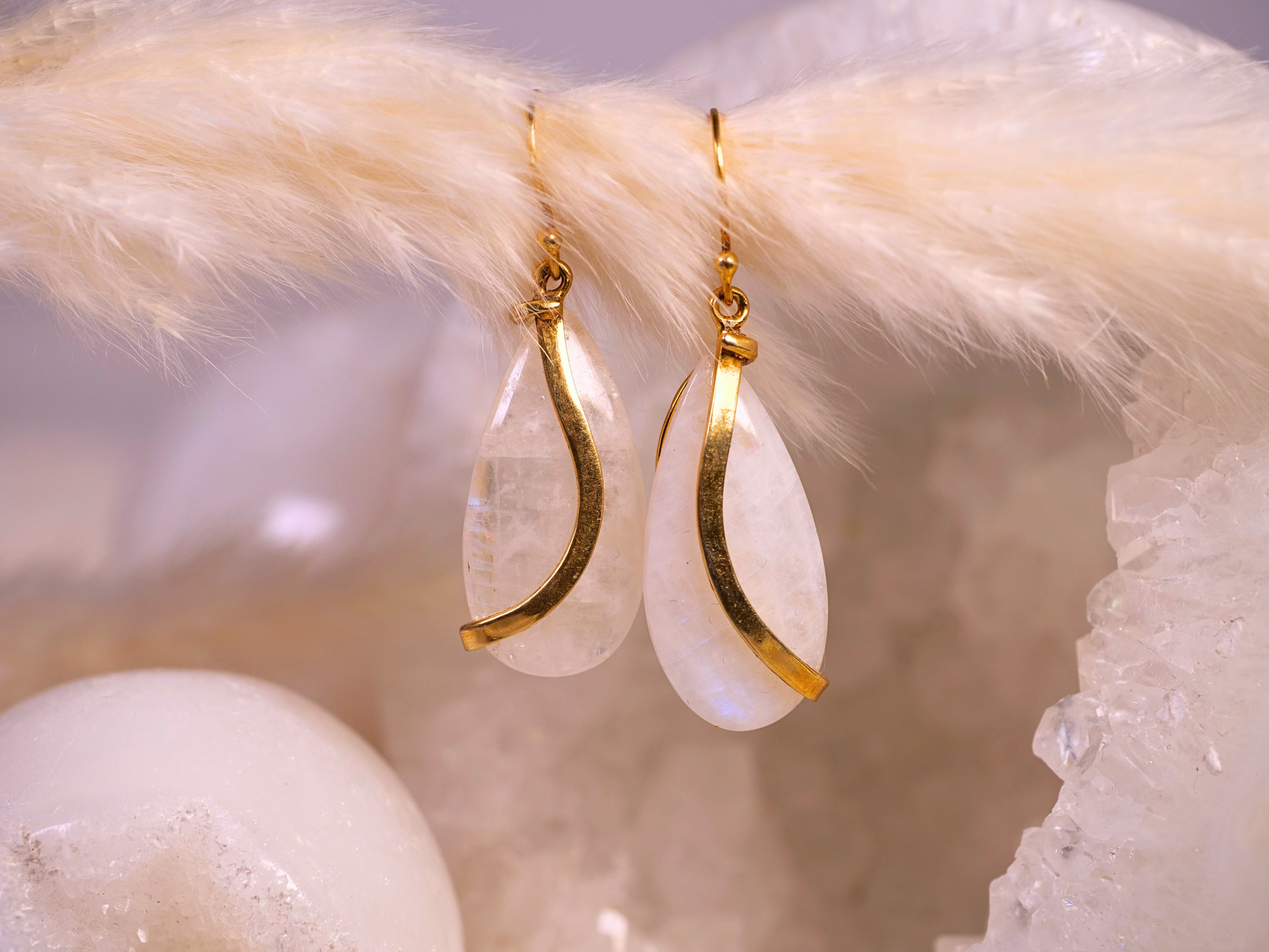 moonstone earrings, teardrop moonstone earrings, moonstone jewelry, gold moonstone earrings, handmade