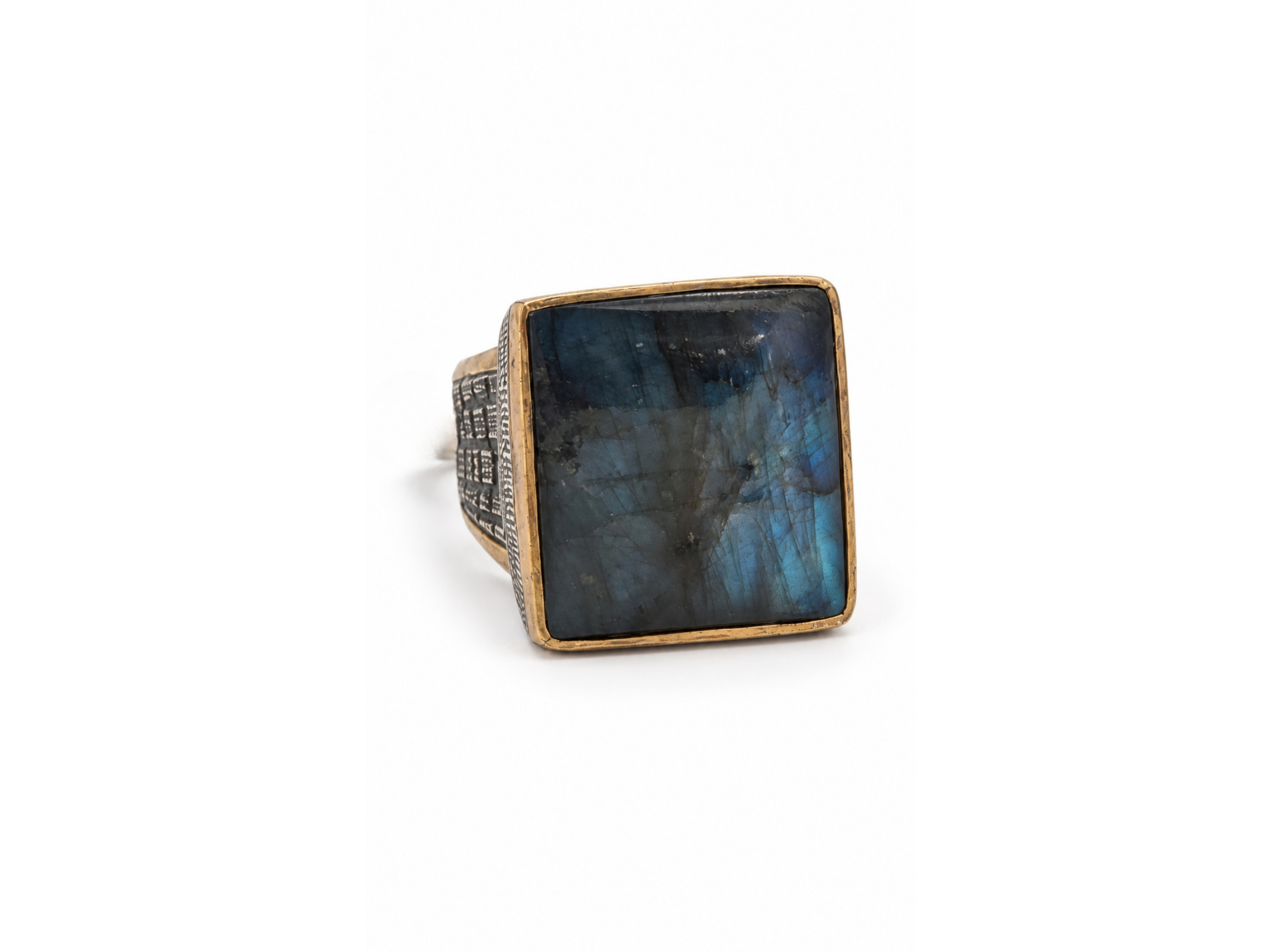 BORA labradorite ring, rectangular labradorite ring, labradorite statement ring, gold plated ring, silver plated ring, two to