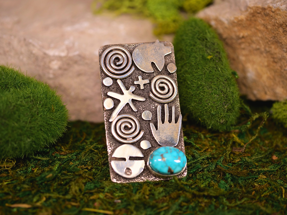 Thumbnail: bright blue turquoise, detailed silver ring, southwestern jewelry, navajo motifs, turquoise fashion, turquoise jewelry