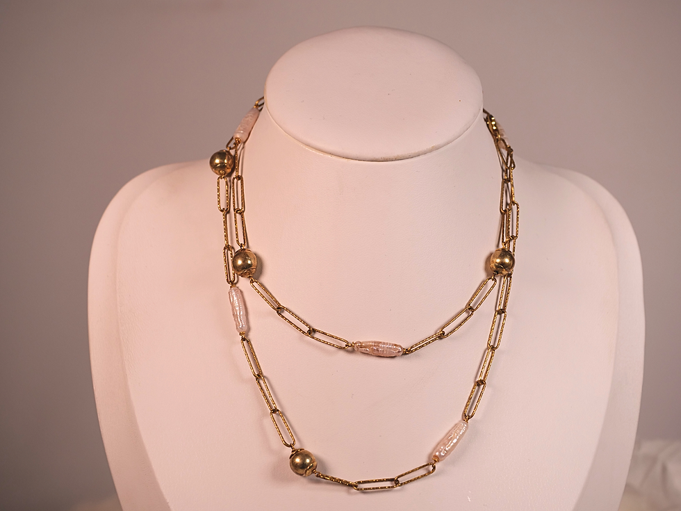 Thumbnail: gold chain necklace freshwater pearl necklace pearl and gold necklace double chain necklace dainty gold necklace modern pearl
