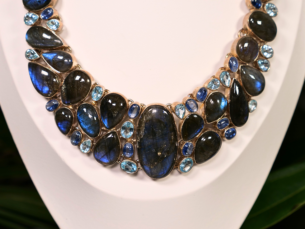 Thumbnail: Labradorite, Kyanite, and Blue Topaz Necklace