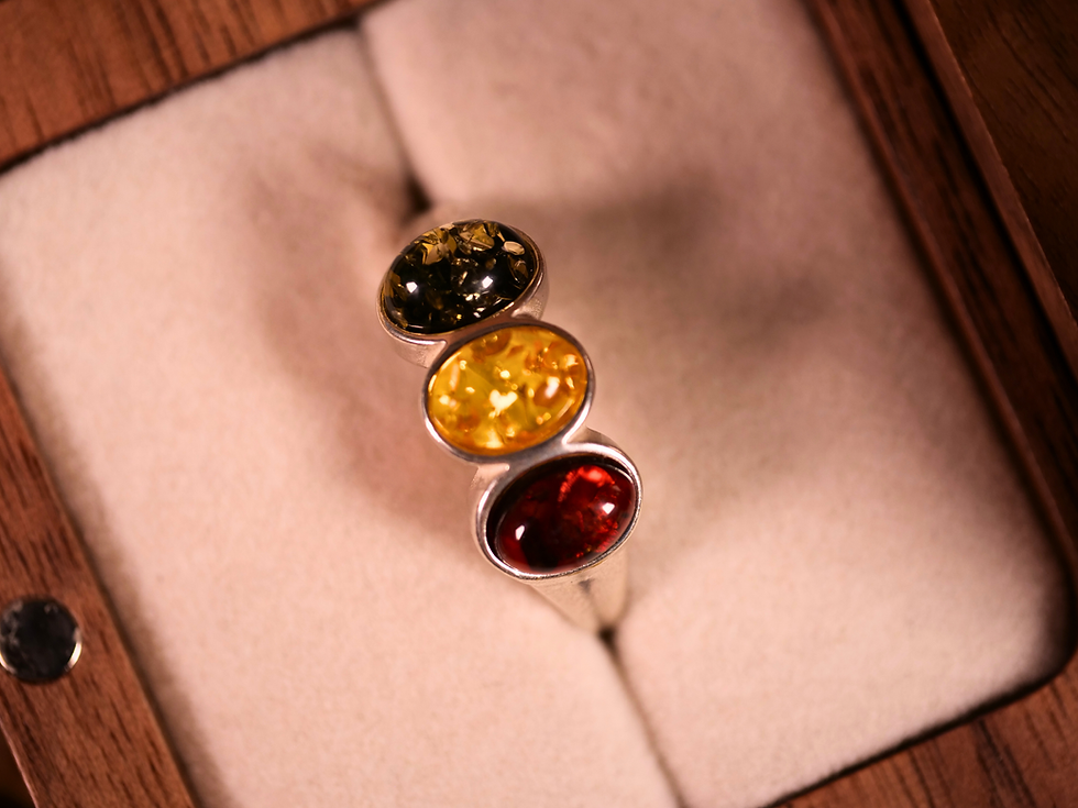 Thumbnail: cabochon eco ring, amber glowing harmony balance protective polish heirloom ring, amber chic artisan polish