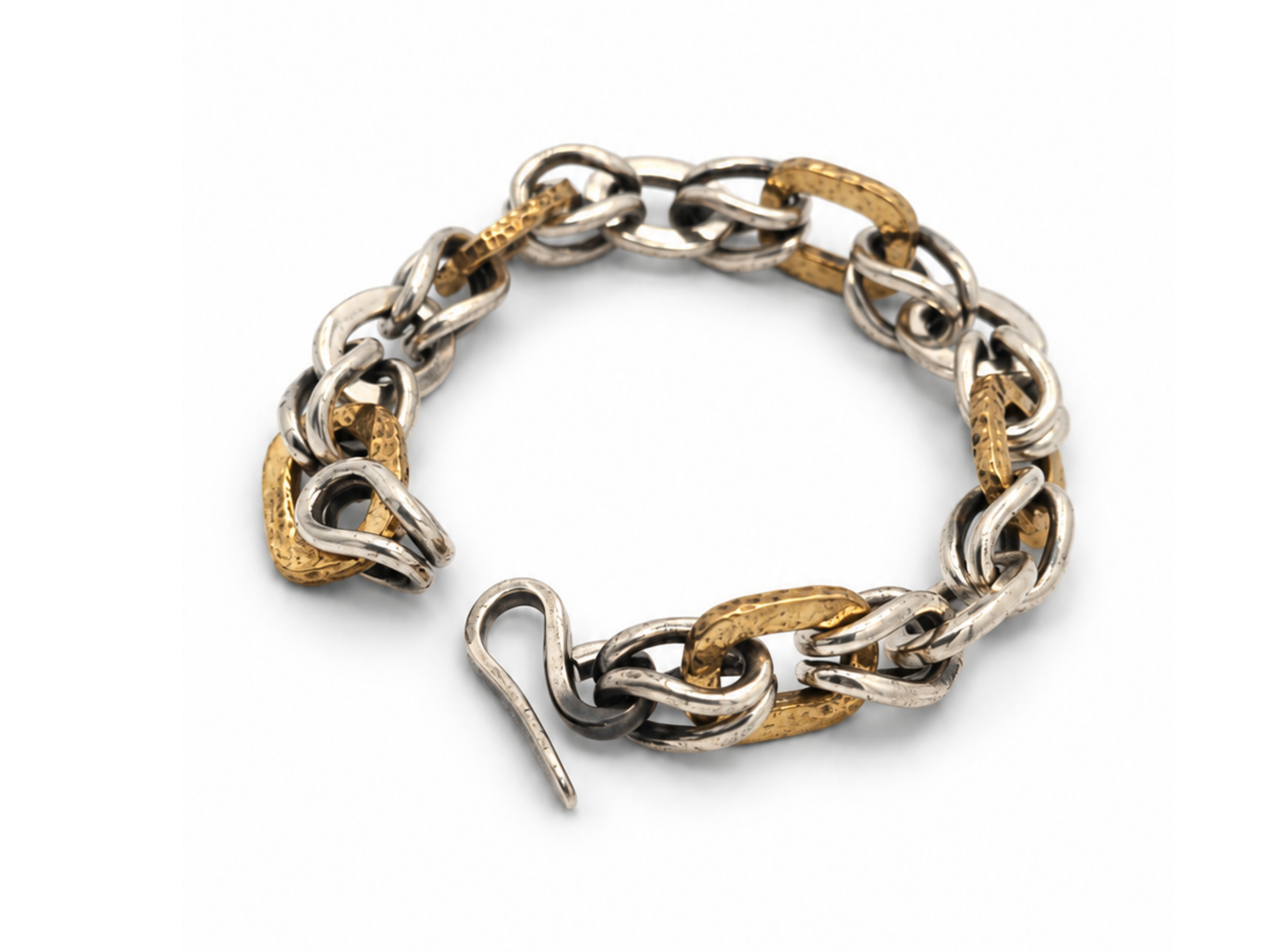 BORA link bracelet, BORA two tone bracelet, BORA silver bracelet, chunky chain bracelet, silver and gold tone bracelet, hamme