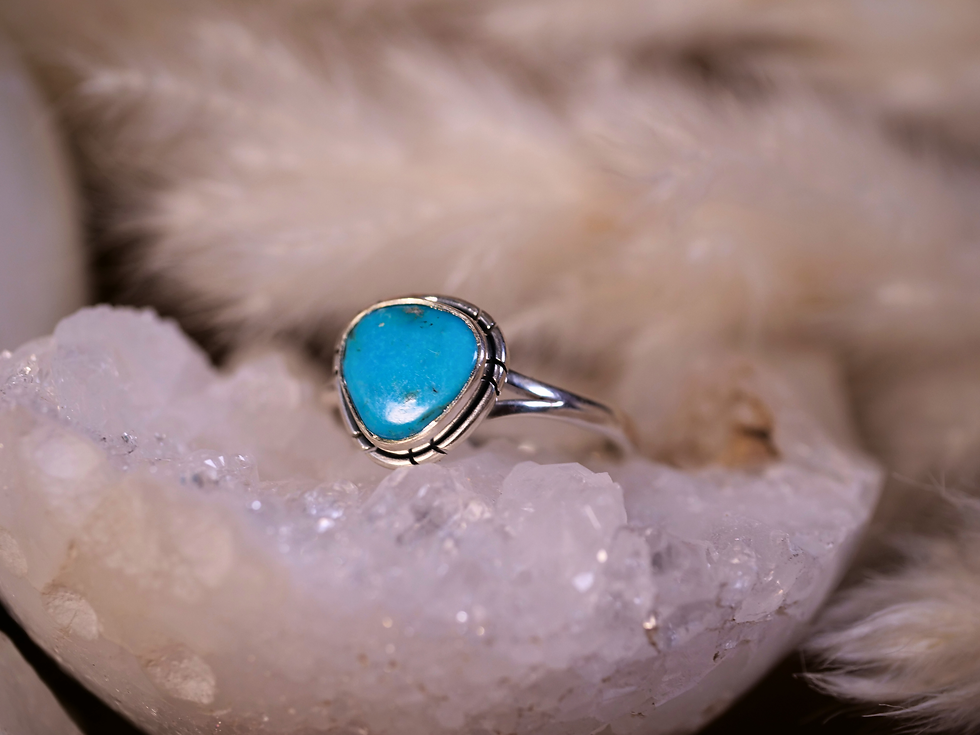 Thumbnail: minimalist turquoise jewelry grounding crystal ring for protection turquoise with silver split band jewelry with meaning for