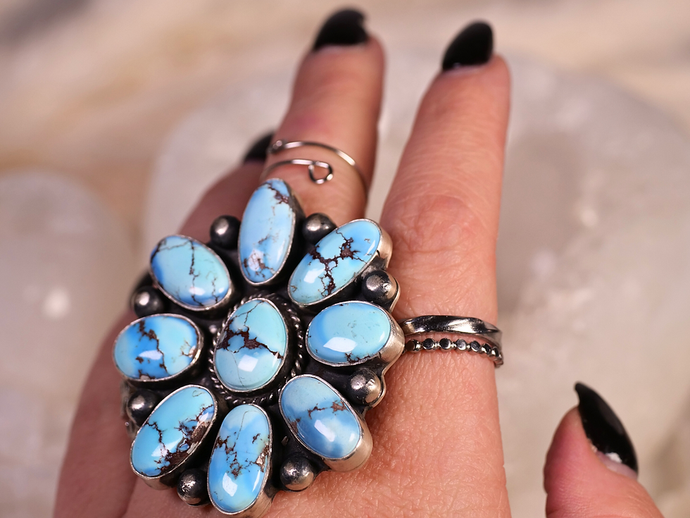 Thumbnail: jewelry, modern western, boho turquoise ring, artisan ring, handmade ring, silversmith made