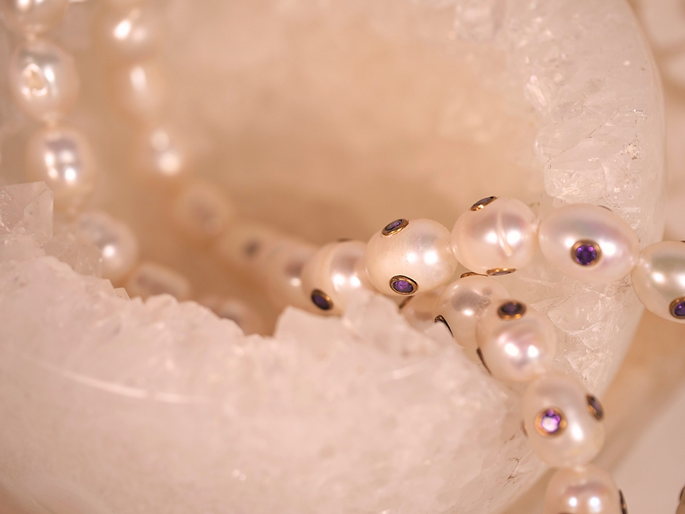 Thumbnail: amethyst style pearls crystal pearl necklace trendy pearl jewelry pearls for evening wear gold set pearl strand