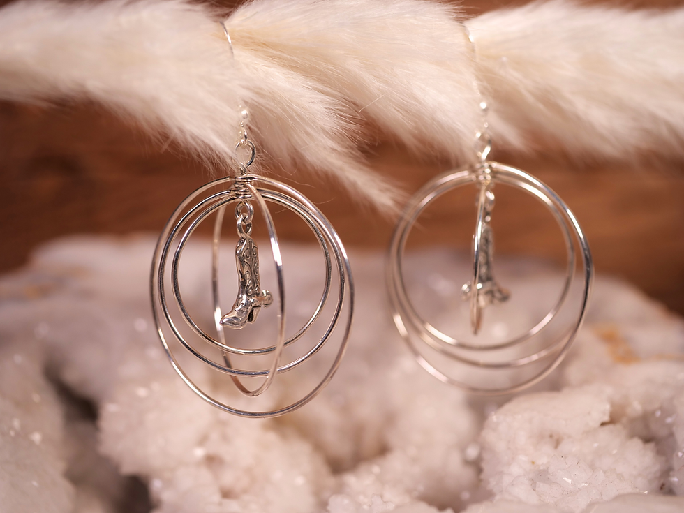 Thumbnail: handmade cowboy earrings, stylish cowgirl earrings, boot drop earrings, western festival jewelry,