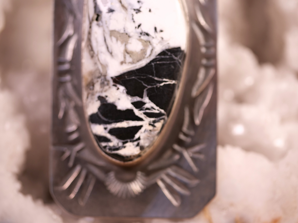 Thumbnail: western style artisan crafted statement ring natural gemstone jewelry rustic silver ring