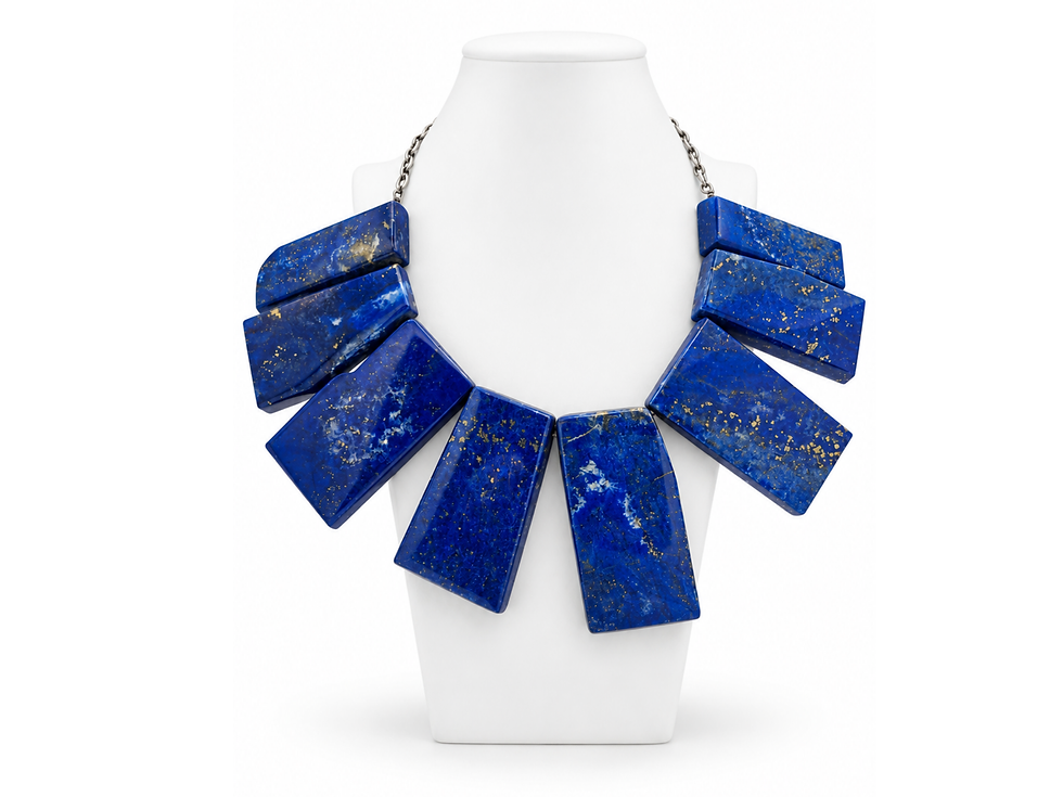 Thumbnail: rectangular lapis necklace, blue gemstone bib necklace, large blue stone necklace, lapis collar necklace, chunky gemstone nec
