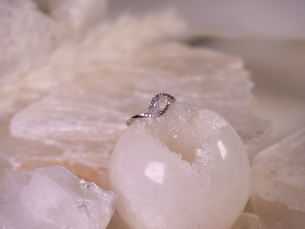 Thumbnail: cabochon, subtle sparkle ring, bridal stack ring, bridesmaid gift moonstone, silver fine ring, ethical gemstone