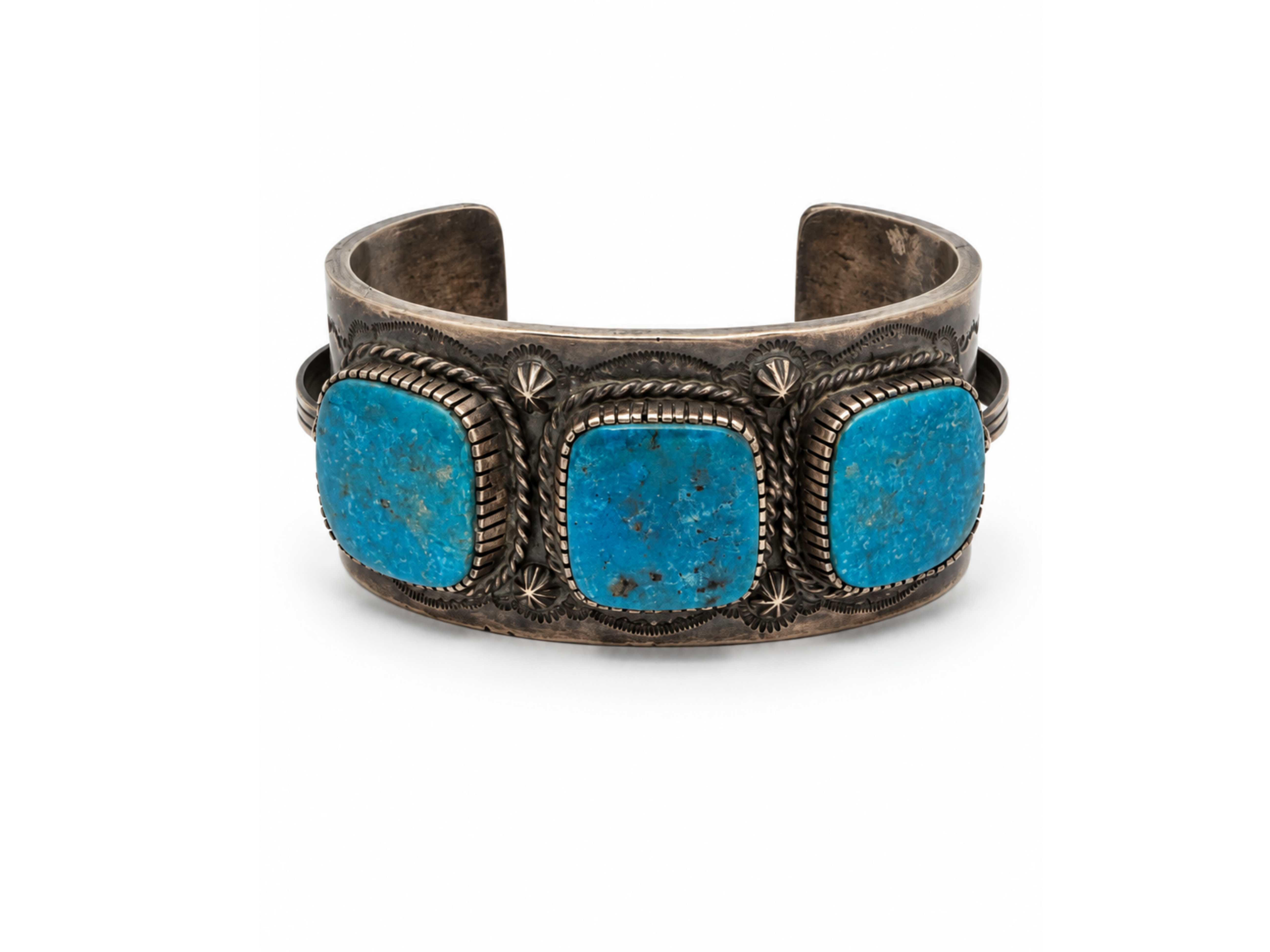turquoise cuff bracelet, three stone turquoise bracelet, wide turquoise cuff, blue turquoise bracelet, turquoise statement br