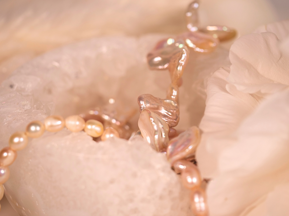 Thumbnail: timeless pearl strand creamy pink pearls glossy baroque necklace fashion pearl piece glowing pearl beads freshwater