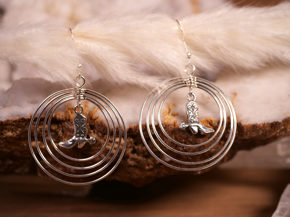 Thumbnail: hoop earrings with western charm, lightweight silver hoops, fun western earrings, cowgirl fashion accessories, western gift j