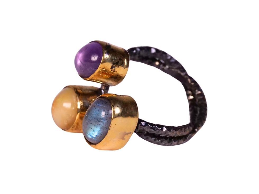 Thumbnail: ring, mixed metal ring, gold tone bezel, bronze bezel,_toggle ring, gold bezel ring, cabochon ring