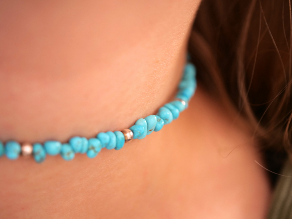 Thumbnail: turquoise choker silver and turquoise choker nugget bead necklace classic turquoise jewelry everyday