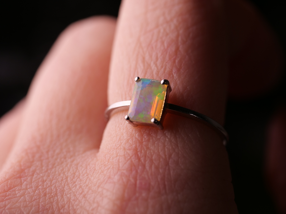 Thumbnail: opal natural gemstone, opal vibrant colors, Ethiopian opal silver band, opal light reflection, opal for everyday wear.