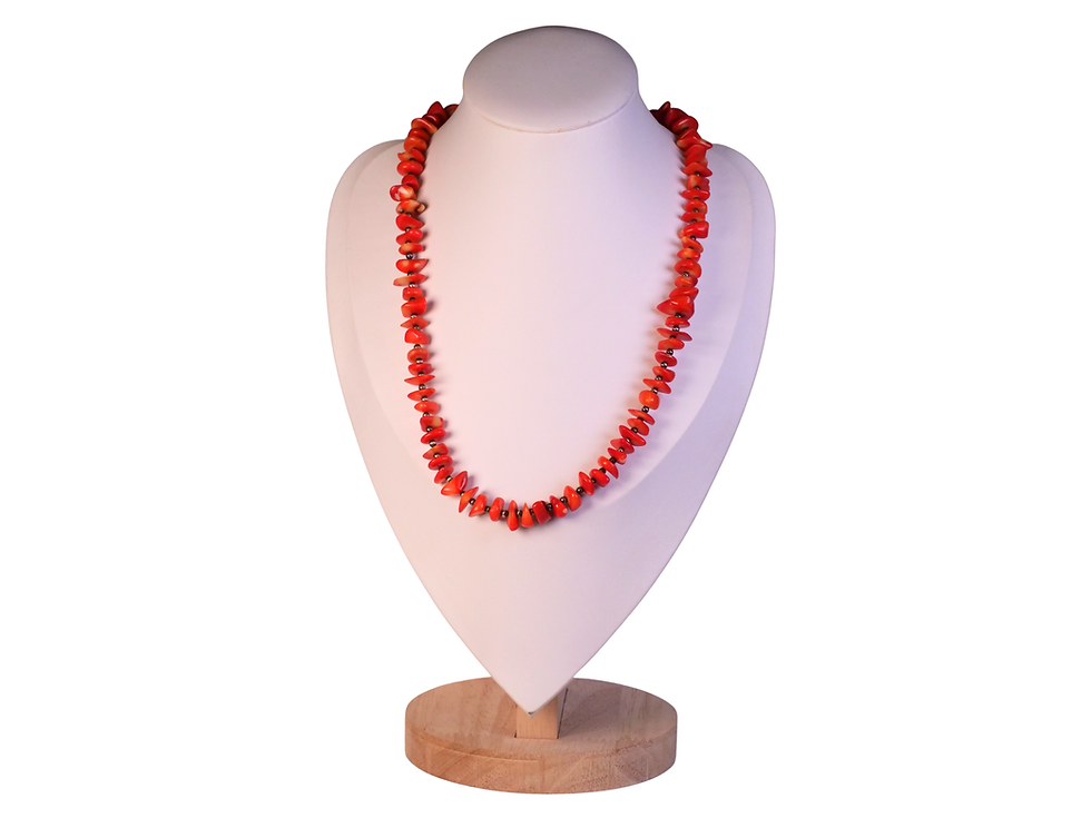 red coral necklace, coral chip necklace, natural coral jewelry, coral bead necklace, boho coral necklace, western style