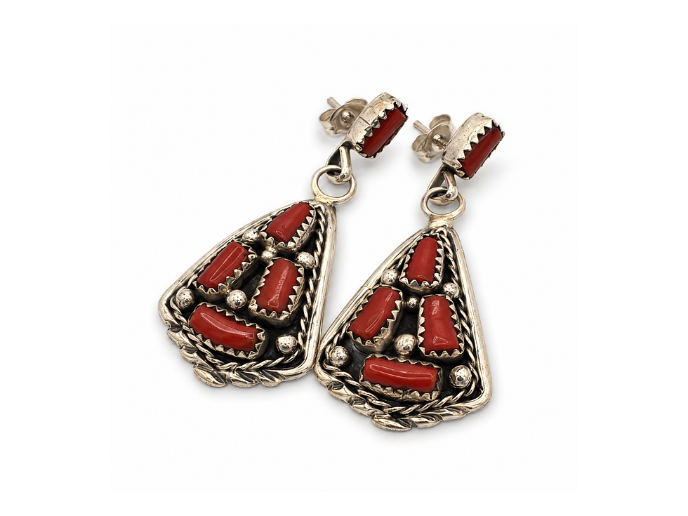 Thumbnail: ope border earrings, cowgirl earrings, Western jewelry gifts, coral earrings for women