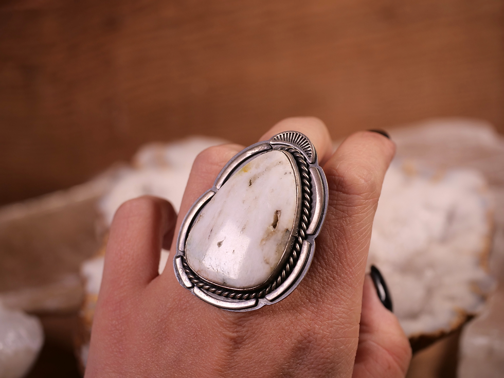 Thumbnail: rustic boho ring, vintage inspired silver ring, marbled stone jewelry, gemstone cocktail ring,