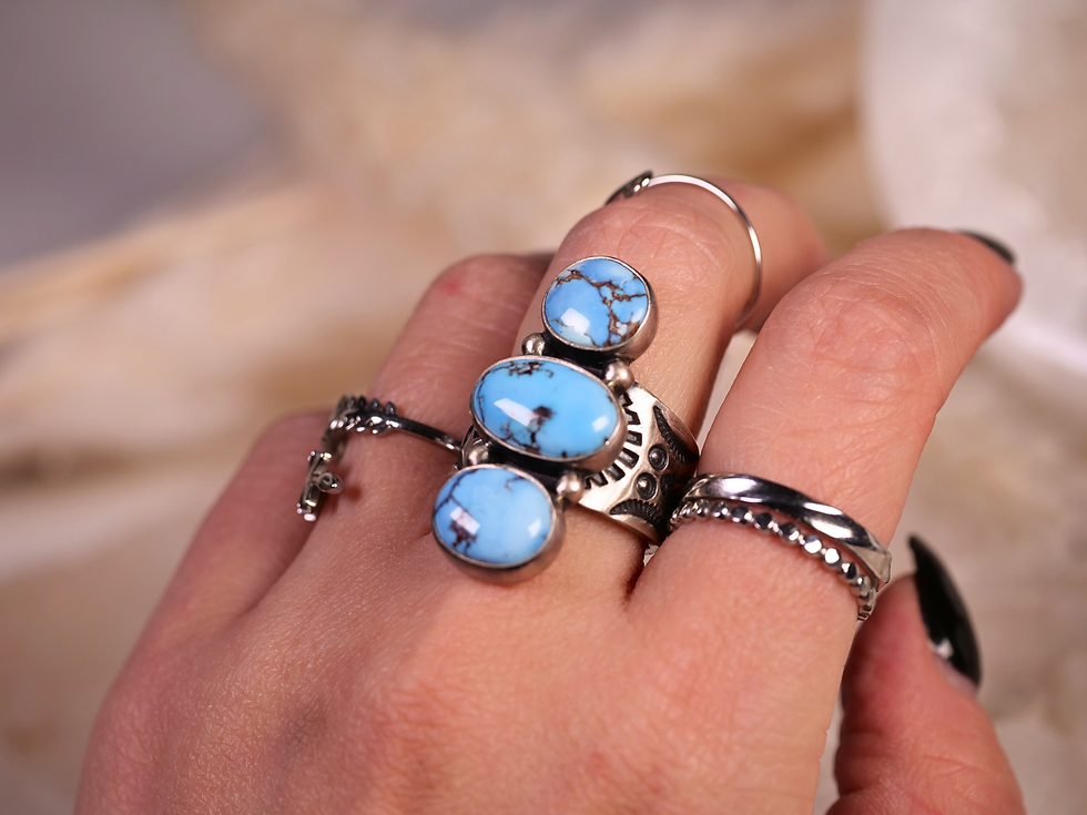 Thumbnail: oliday gift, something blue, stacks with silver bands, coordinates with turquoise pendant, pairs with turquoise earrings,
