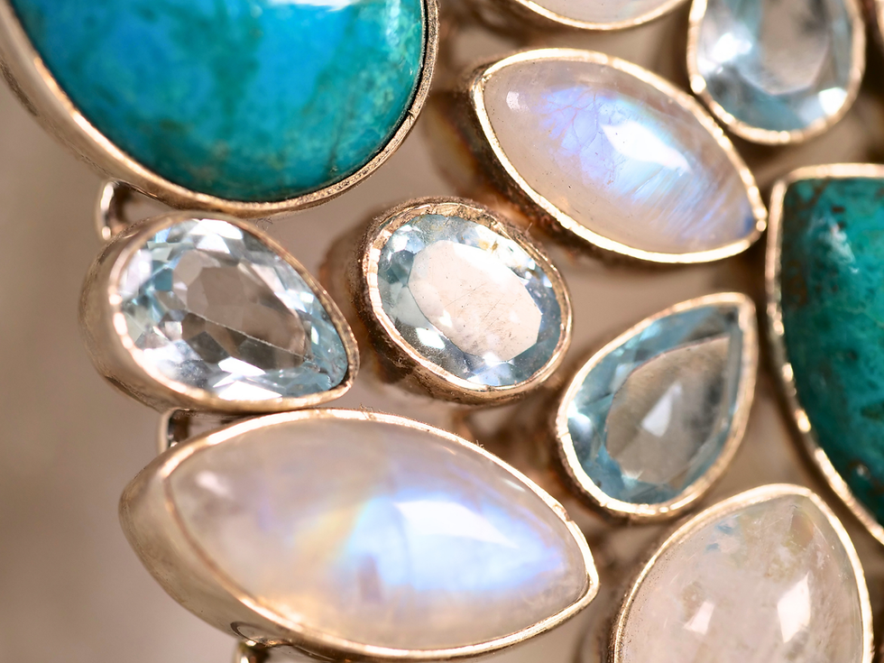 Thumbnail: Moonstone, Blue Topaz, and Azurite Bracelet