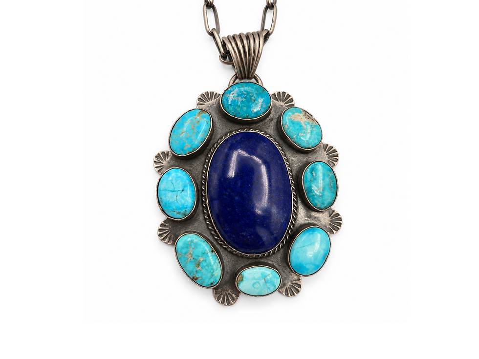 blue gemstone statement pendant, lapis and turquoise jewelry, large lapis turquoise pendant, lapis turquoise pendant only, So