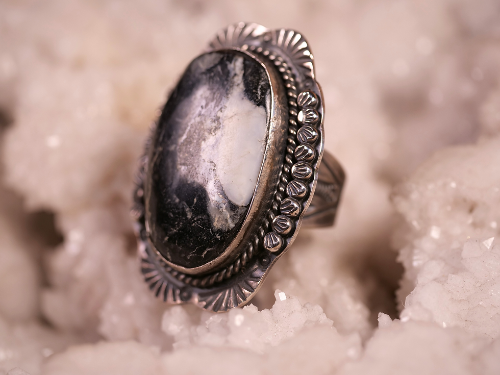 Thumbnail: white buffalo ring sterling silver handmade jewelry natural stone ring artisan crafted gemstone