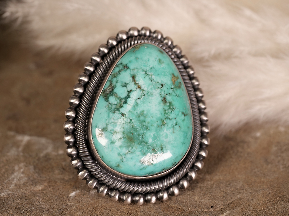 Thumbnail: turquoise ring, teardrop gemstone ring, turquoise energy ring, silver turquoise statement, turquoise