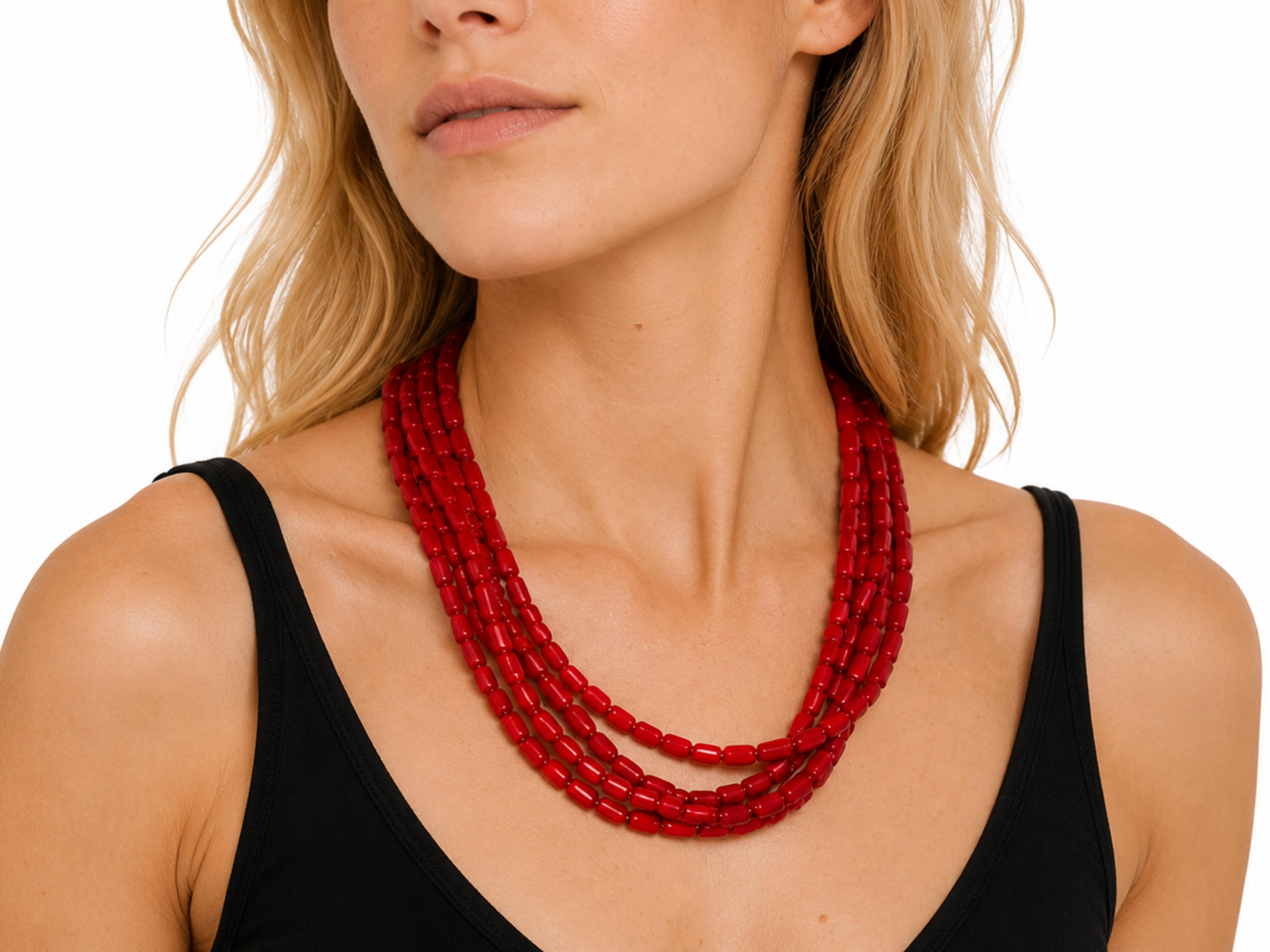 red coral necklace, coral bead necklace, coral chip necklace, coral jewelry, red beaded necklace, southwestern