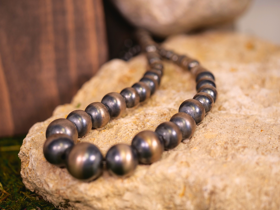 Thumbnail: traditional craftsmanship, elegant silver, silver bead necklace, southwestern style, classic silver,