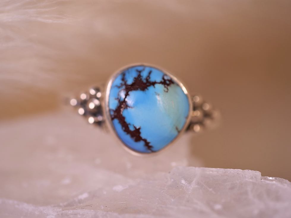 Thumbnail: modern western jewelry, minimal western, boho turquoise ring, artisan ring, handmade ring, silversmith made