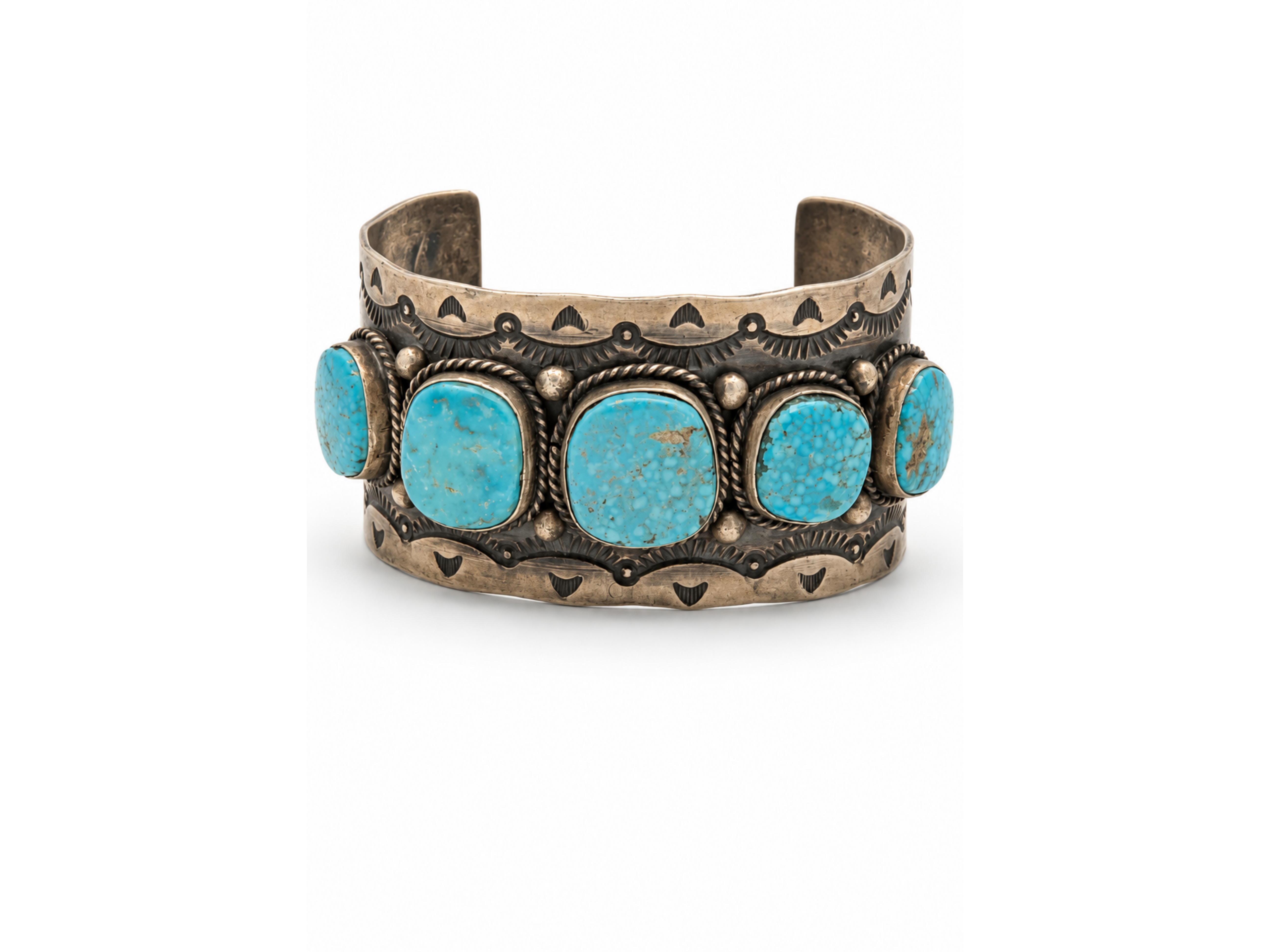 wide turquoise cuff bracelet, five stone turquoise bracelet, blue turquoise cuff, turquoise statement bracelet, turquoise cuf